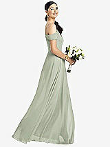 Alt View 1 Thumbnail - Celadon Cold-Shoulder V-Back Chiffon Maxi Dress