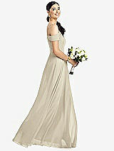 Alt View 1 Thumbnail - Champagne Cold-Shoulder V-Back Chiffon Maxi Dress