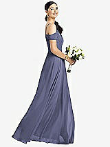 Alt View 1 Thumbnail - French Blue Cold-Shoulder V-Back Chiffon Maxi Dress