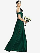 Alt View 1 Thumbnail - Hunter Green Cold-Shoulder V-Back Chiffon Maxi Dress