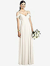 Front View Thumbnail - Ivory Cold-Shoulder V-Back Chiffon Maxi Dress