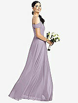 Alt View 1 Thumbnail - Lilac Haze Cold-Shoulder V-Back Chiffon Maxi Dress