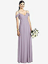 Front View Thumbnail - Lilac Haze Cold-Shoulder V-Back Chiffon Maxi Dress