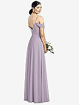 Rear View Thumbnail - Lilac Haze Cold-Shoulder V-Back Chiffon Maxi Dress