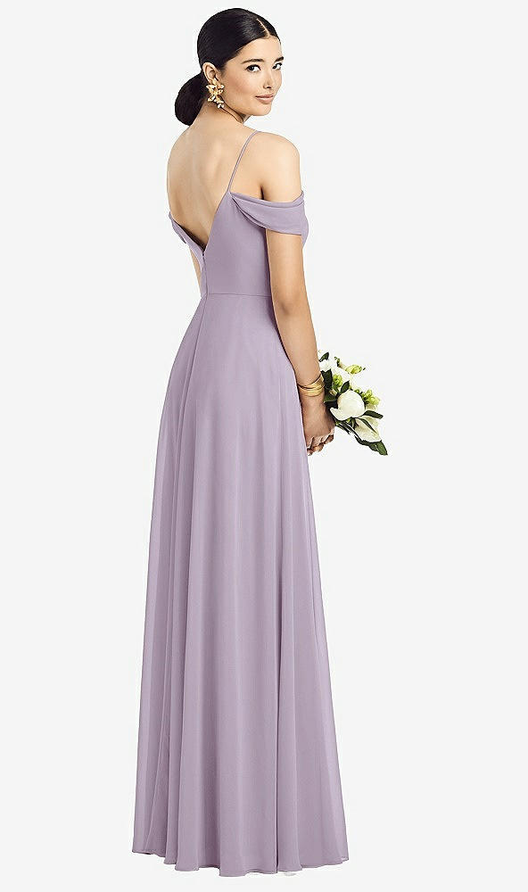 Back View - Lilac Haze Cold-Shoulder V-Back Chiffon Maxi Dress