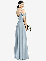 Rear View Thumbnail - Mist Cold-Shoulder V-Back Chiffon Maxi Dress