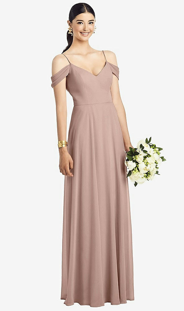 Front View - Neu Nude Cold-Shoulder V-Back Chiffon Maxi Dress