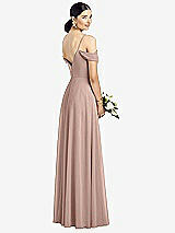 Rear View Thumbnail - Neu Nude Cold-Shoulder V-Back Chiffon Maxi Dress