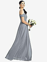 Alt View 1 Thumbnail - Platinum Cold-Shoulder V-Back Chiffon Maxi Dress