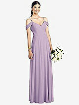 Front View Thumbnail - Pale Purple Cold-Shoulder V-Back Chiffon Maxi Dress