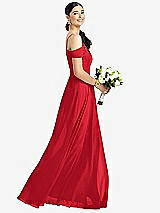 Alt View 1 Thumbnail - Parisian Red Cold-Shoulder V-Back Chiffon Maxi Dress