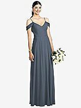 Front View Thumbnail - Silverstone Cold-Shoulder V-Back Chiffon Maxi Dress