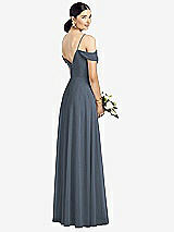 Rear View Thumbnail - Silverstone Cold-Shoulder V-Back Chiffon Maxi Dress