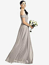 Alt View 1 Thumbnail - Taupe Cold-Shoulder V-Back Chiffon Maxi Dress