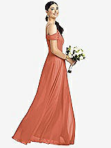 Alt View 1 Thumbnail - Terracotta Copper Cold-Shoulder V-Back Chiffon Maxi Dress