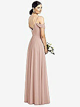 Rear View Thumbnail - Toasted Sugar Cold-Shoulder V-Back Chiffon Maxi Dress