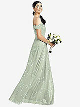 Alt View 1 Thumbnail - Vintage Primrose Sage Cold-Shoulder V-Back Chiffon Maxi Dress