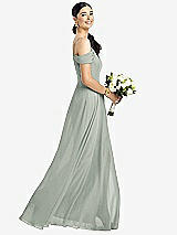 Alt View 1 Thumbnail - Willow Green Cold-Shoulder V-Back Chiffon Maxi Dress