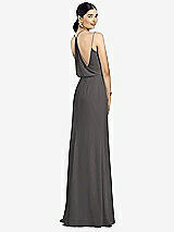 Front View Thumbnail - Caviar Gray Draped Blouson Back Chiffon Maxi Dress