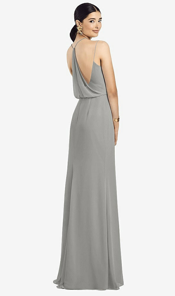 Front View - Chelsea Gray Draped Blouson Back Chiffon Maxi Dress