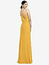 Front View Thumbnail - NYC Yellow Draped Blouson Back Chiffon Maxi Dress