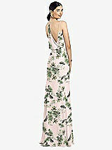 Front View Thumbnail - Palm Beach Print Draped Blouson Back Chiffon Maxi Dress