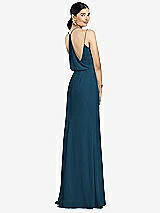 Front View Thumbnail - Atlantic Blue Draped Blouson Back Chiffon Maxi Dress