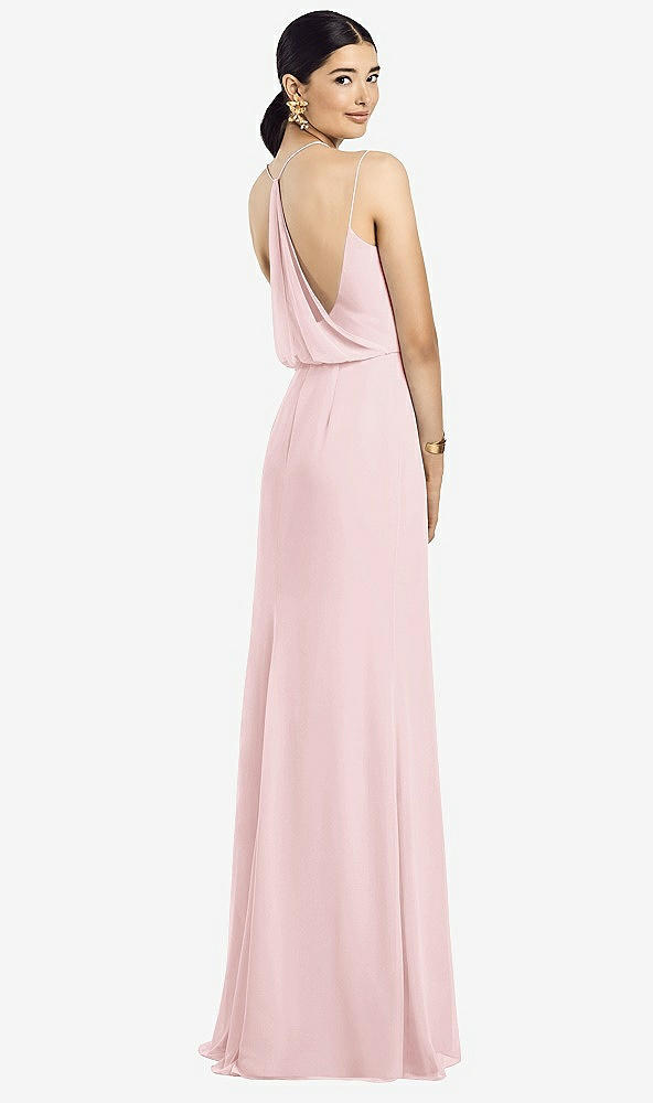 Front View - Ballet Pink Draped Blouson Back Chiffon Maxi Dress