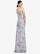 Front View Thumbnail - Butterfly Botanica Silver Dove Draped Blouson Back Chiffon Maxi Dress