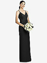 Rear View Thumbnail - Black Draped Blouson Back Chiffon Maxi Dress