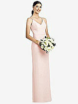 Rear View Thumbnail - Blush Draped Blouson Back Chiffon Maxi Dress