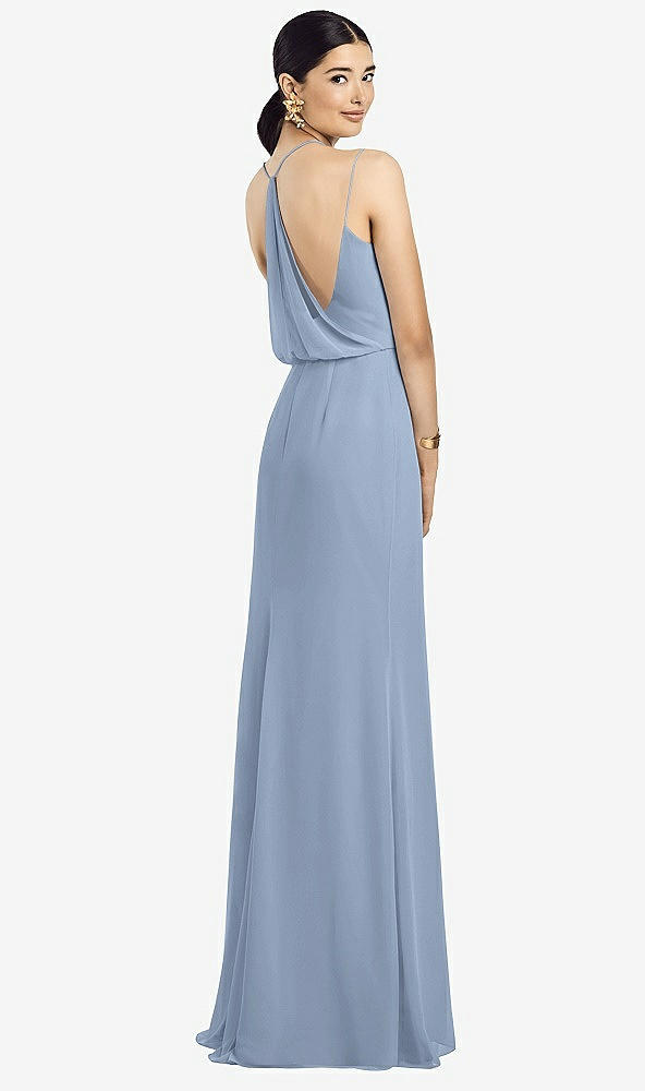 Front View - Cloudy Draped Blouson Back Chiffon Maxi Dress