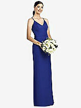 Rear View Thumbnail - Cobalt Blue Draped Blouson Back Chiffon Maxi Dress