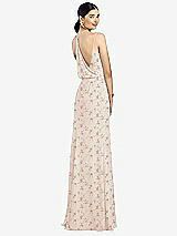 Front View Thumbnail - Coquette Floral Print Draped Blouson Back Chiffon Maxi Dress