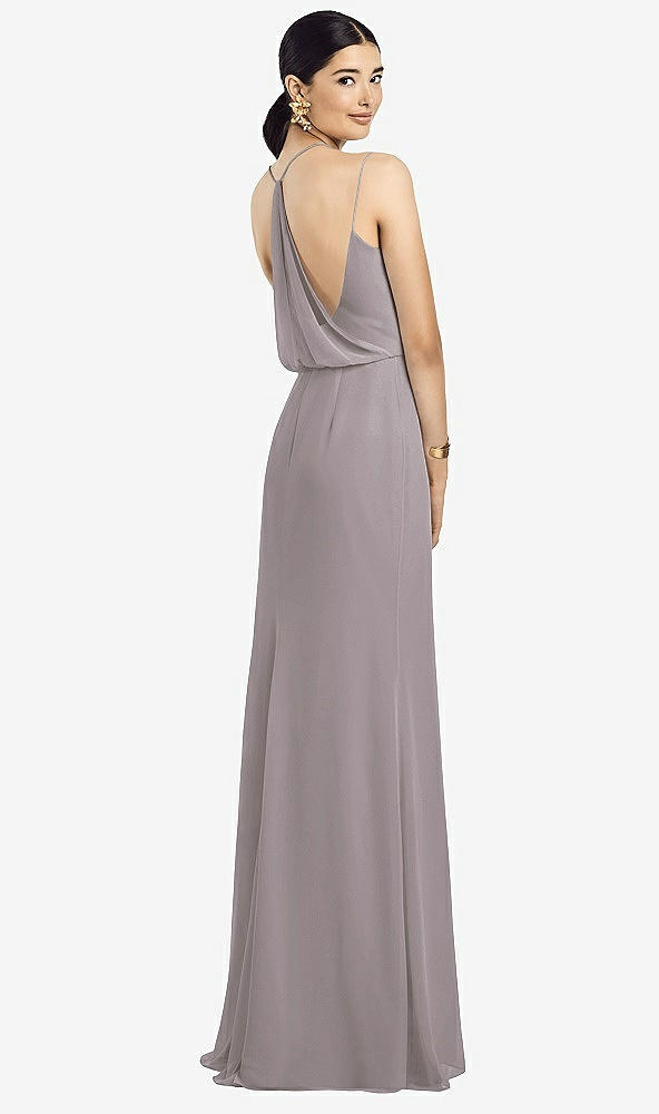 Front View - Cashmere Gray Draped Blouson Back Chiffon Maxi Dress