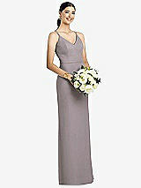 Rear View Thumbnail - Cashmere Gray Draped Blouson Back Chiffon Maxi Dress