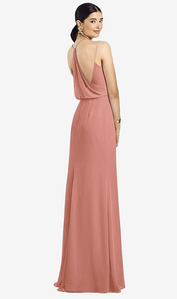 Front View - Desert Rose Draped Blouson Back Chiffon Maxi Dress