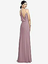 Front View Thumbnail - Dusty Rose Draped Blouson Back Chiffon Maxi Dress