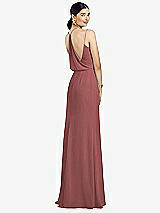 Front View Thumbnail - English Rose Draped Blouson Back Chiffon Maxi Dress