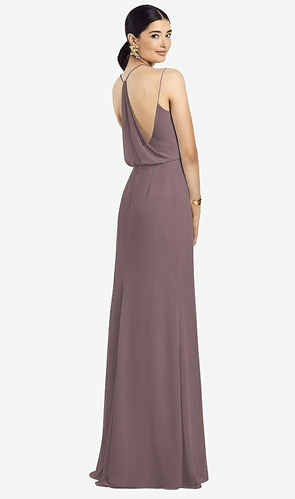 Front View - French Truffle Draped Blouson Back Chiffon Maxi Dress