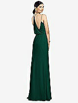 Front View Thumbnail - Hunter Green Draped Blouson Back Chiffon Maxi Dress