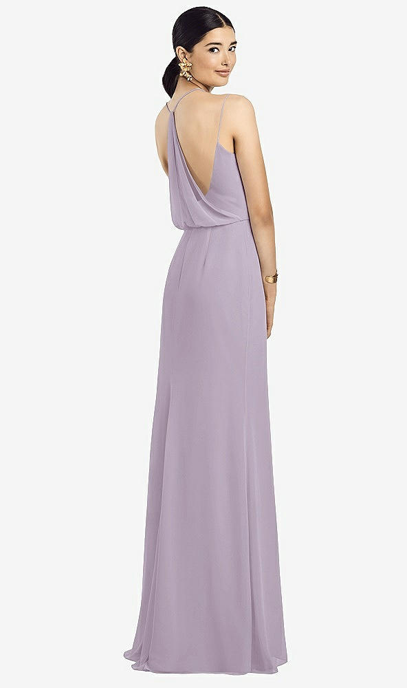 Front View - Lilac Haze Draped Blouson Back Chiffon Maxi Dress