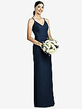 Rear View Thumbnail - Midnight Navy Draped Blouson Back Chiffon Maxi Dress