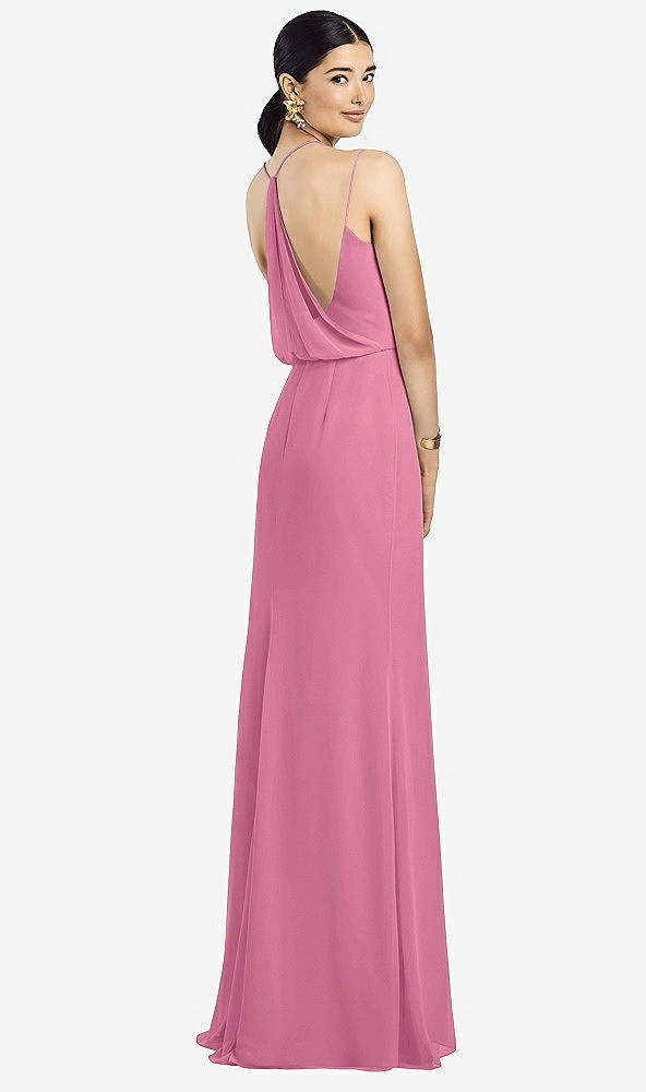 Front View - Orchid Pink Draped Blouson Back Chiffon Maxi Dress