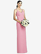 Rear View Thumbnail - Peony Pink Draped Blouson Back Chiffon Maxi Dress