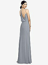 Front View Thumbnail - Platinum Draped Blouson Back Chiffon Maxi Dress