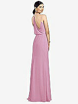 Front View Thumbnail - Powder Pink Draped Blouson Back Chiffon Maxi Dress