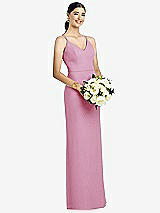 Rear View Thumbnail - Powder Pink Draped Blouson Back Chiffon Maxi Dress