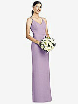 Rear View Thumbnail - Pale Purple Draped Blouson Back Chiffon Maxi Dress