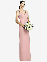 Rear View Thumbnail - Rose - PANTONE Rose Quartz Draped Blouson Back Chiffon Maxi Dress